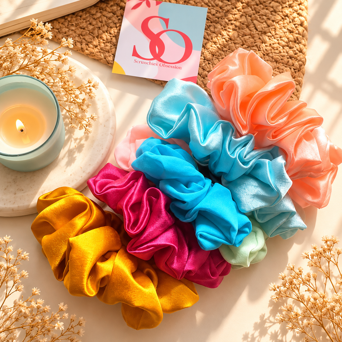 Luxury Satin Scrunchies Combo – Set of 6