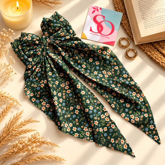 Forest Green Floral Bow Combo