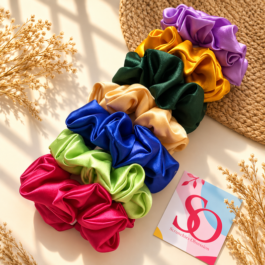 Premium Satin Scrunchies Combo – Set of 7